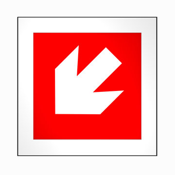 Brandschutzzeichen nach der aktuellen Form der ASR A1.3: Richtungspfeil, links unten. 2d render