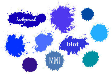 Blue Paint Splash. Vector set of Brush Strokes