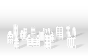 Obraz premium Illustration of a 3D paper city skyline