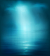 Background Blue Sea With Light