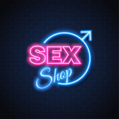Vector sex shop neon sign gender woman symbol