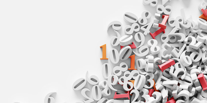 Infinite random numbers, original 3d rendering background, technology and science concepts