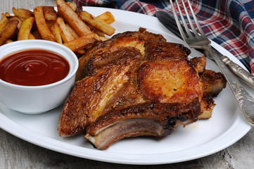 Roasted pork chop steak