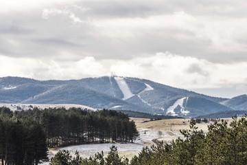 mountain ski center from the distance