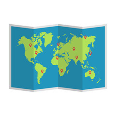 Paper world map. Vector, isolated.