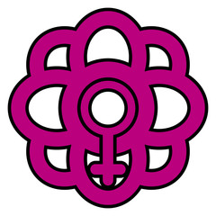 Flower icon with female gender symbol