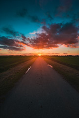 Naklejka premium Dutch landscape at sunset
