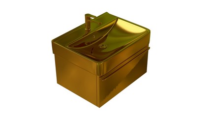 3d rendering of a golden waterpipe isolated on white