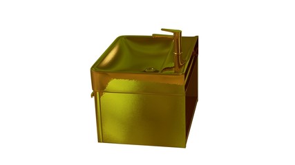 3d rendering of a golden waterpipe isolated on white