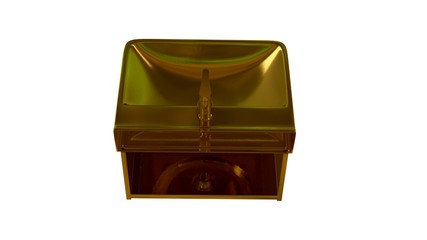 3d rendering of a golden waterpipe isolated on white