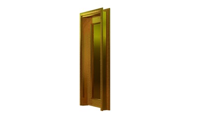 3d rendering of a golden door isolated on white