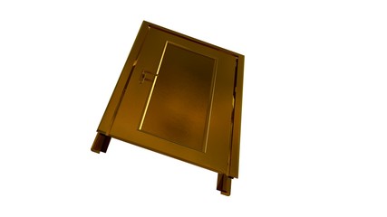 3d rendering of a golden door isolated on white