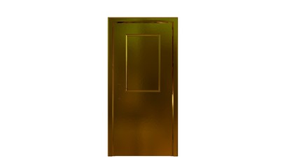 3d rendering of a golden door isolated on white