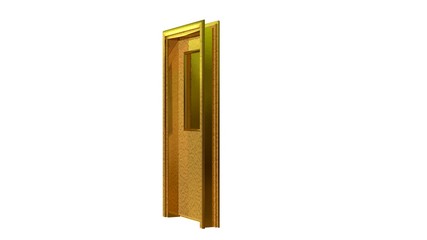 3d rendering of a golden door isolated on white