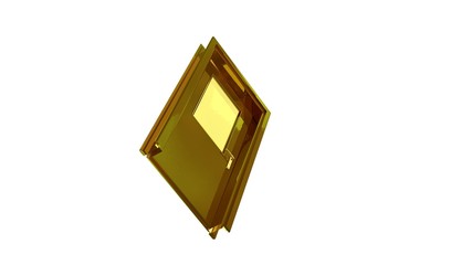 3d rendering of a golden door isolated on white