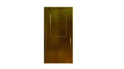 3d rendering of a golden door isolated on white