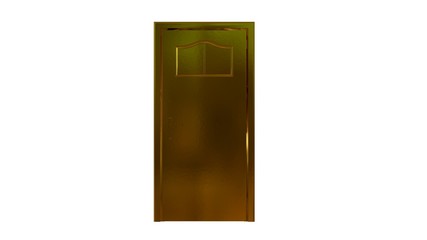 3d rendering of a golden door isolated on white