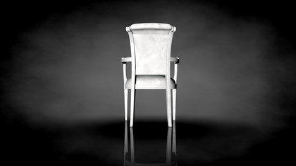 Naklejka premium 3d rendering of a white chair on a black background