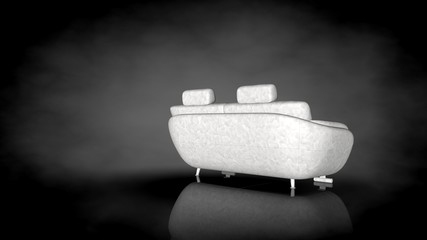 3d rendering of a white chair on a black background