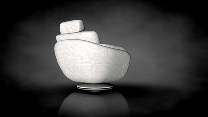3d rendering of a white chair on a black background