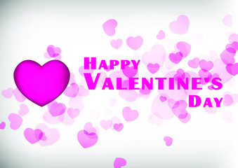 Vector Happy Valentines Day white background with dark pink hearts