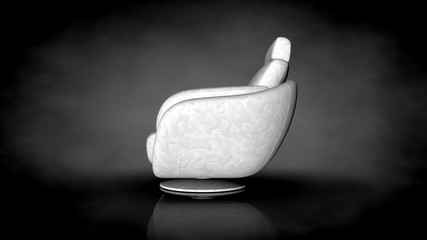 3d rendering of a white chair on a black background