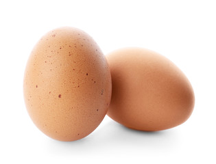 Chicken eggs on white background
