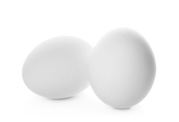 Chicken eggs on white background
