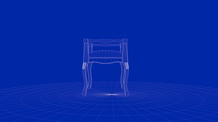 3d rendering of an outline chair object