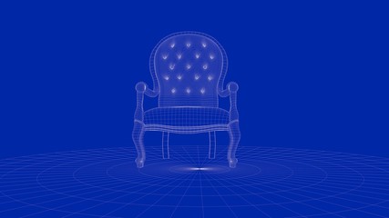 3d rendering of an outline chair object