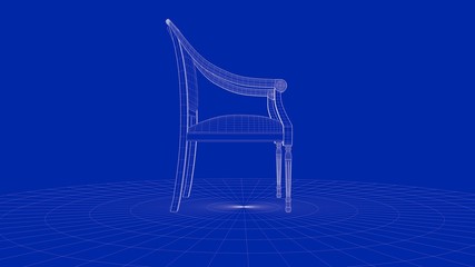 3d rendering of an outline chair object