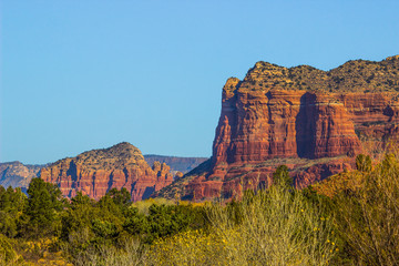 Fototapeta na wymiar Layered Red Rock Formations In Arizona Mountains