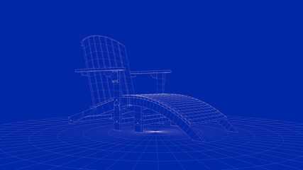 3d rendering of an outline chair object