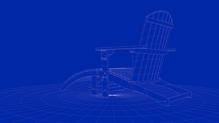 Fototapeta na wymiar 3d rendering of an outline chair object