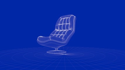 3d rendering of an outline chair object