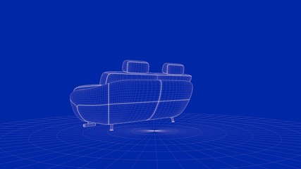 3d rendering of an outline chair object