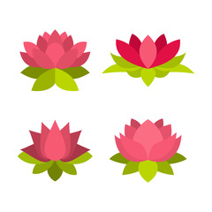 Fototapeta premium Lotus icon set, flat style