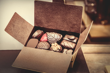 Close up of chocolate box