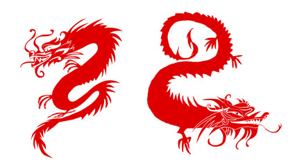 Red paper cut out of a Dragon china