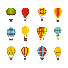 Airballon icon set, flat style