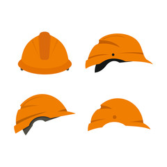 Construction helmet icon set, flat style