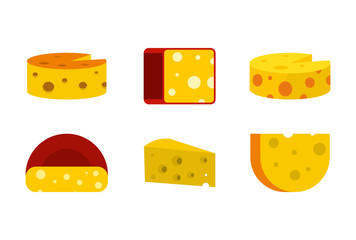 Cheese icon set, flat style
