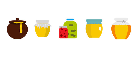 Jar icon set, flat style