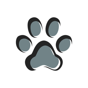 Paw Prints. Logo. Vector Illustration. Isolated vector Illustration. Black and grey on White background. Animal foot print