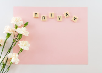 Carnations, Blank Pink Paper, Tile Letters