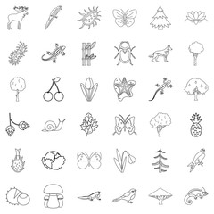 Climate icons set, outline style
