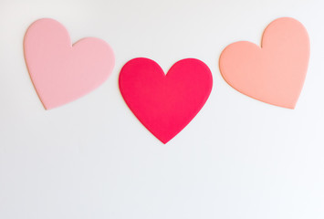 Large Pink and Red Paper Valentine Hearts