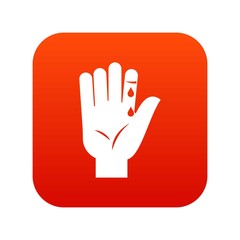 Finger with blood dripping icon digital red