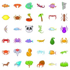 Obraz premium Spider icons set, cartoon style