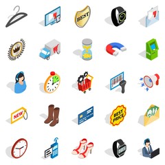 Office icons set, isometric style